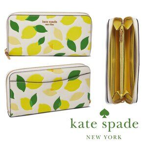 kate spade Morgan Lemon Toss Embossed Leather Zip Around Continental Wallet